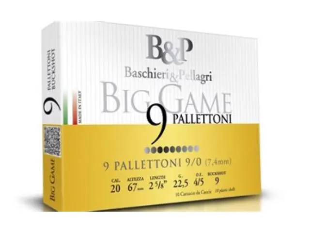Imagen POSTAS 9 BOLAS CALIBRE 20 BASCHIERI PALLETONI 22,5 GRS (10U) 25/01