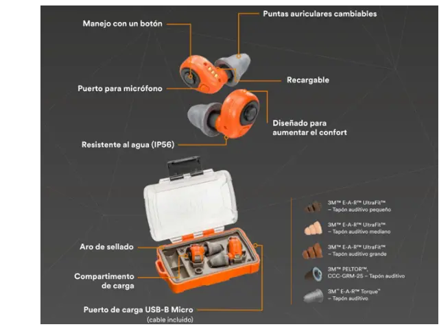 Imagen PELTOR TAPONES ELECTRONICOS EEP 100 NARANJA -25